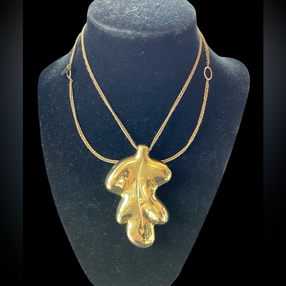 Jil Sander Sterling Silver & Gold Oak Leaf Necklace (t80)